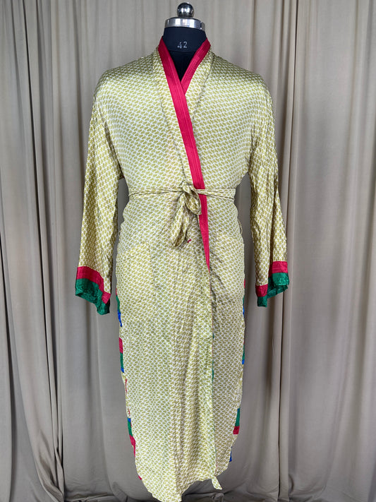 Silky Soft Men’s Kimono Robe, Masculine Elegant Classic Sustainable Vintage House Robe gift, Timeless Comfy Lounge Beach Wear, White Floral