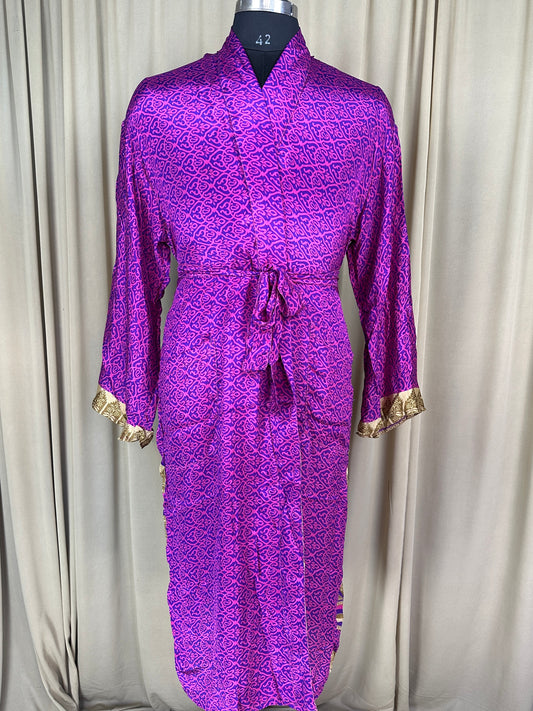 Silky Soft Men’s Kimono Robe, Masculine Elegant Classic Sustainable Vintage House Robe gift, Timeless Comfy Lounge Beach Wear Purple Paisley