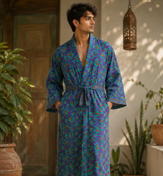 Silky Soft Mens Kimono Robe | Masculine Elegant Classic Sustainable Vintage House Robe gift, Timeless Comfy Lounge Beach Cover Up, Nightwear
