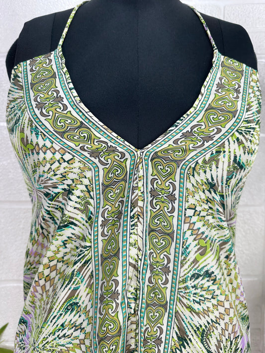 Handmade Floral Halter Maxi Dress: Vintage Boho Sundress