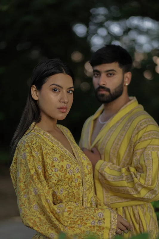 Women Kimono, Long Cotton Robe Floral Dressing Gown Boho Loungewear with Pockets, One Size Breathable Lightweight Fabric Beach Resort Outfit