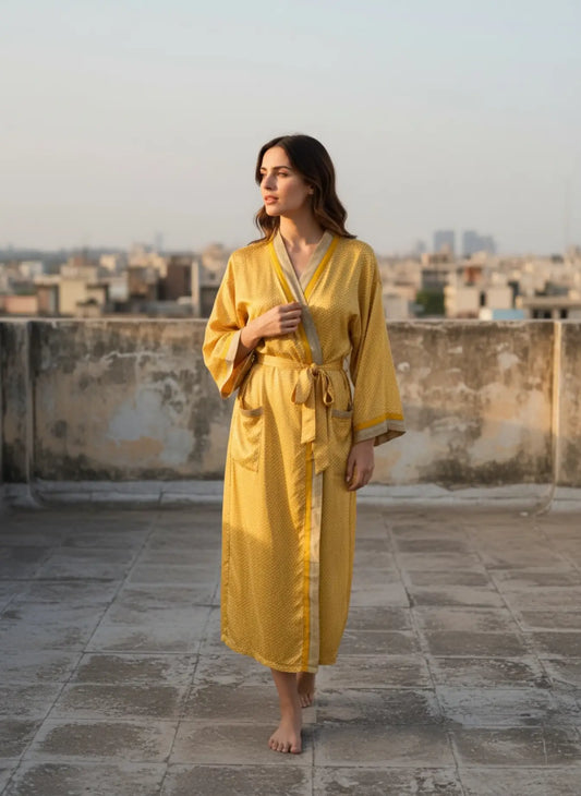Recycle Silk Sari Women Kimono | Boho Chic Robe House, Beach Cover Up Vintage Bridesmaid Lounge Dressing Gown l Resort Wear Gypsy Nightwear