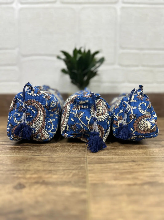 Block Print Toiletry & Makeup Bag | Quilted Wash Bag