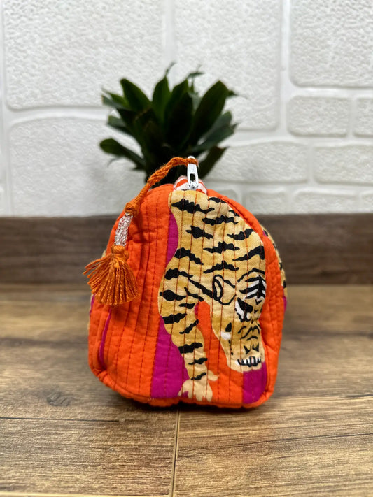 Block Print Toiletry & Makeup Bag | Quilted Wash Bag