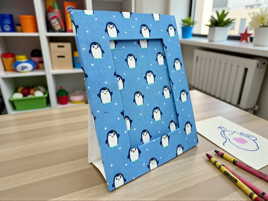 Picture Frame Cotton Fabric Wrapped Desktop Photo Frame | Floral Print Handmade Recycle Paper Stand Sustainable Gift Idea Eco Friendly Decor