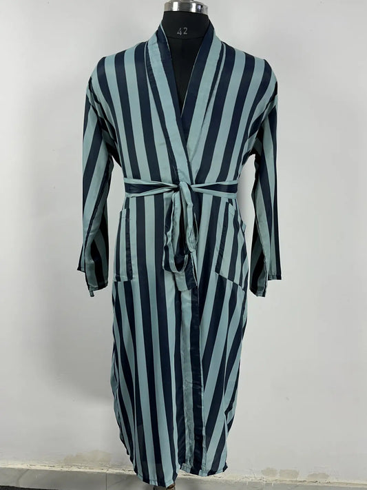 Men's Silk Kimono Bathrobe | Long Lightweight Lounge Robe with Pockets | One Size Comfortable Breathable Spa Resort Beach CoverUp Housecoat