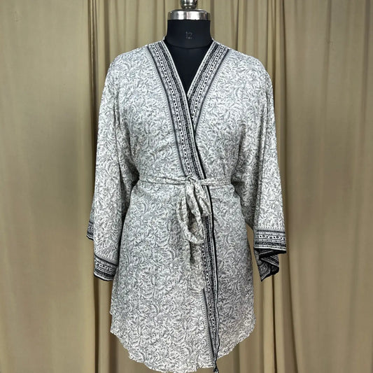 Vintage Silk Sari Boho Kimono | Luxury Loungewear House Robe Flowy Gown, Regal Floral Romance Duster Beach CoverUp, Bridesmaid Dressing Gown