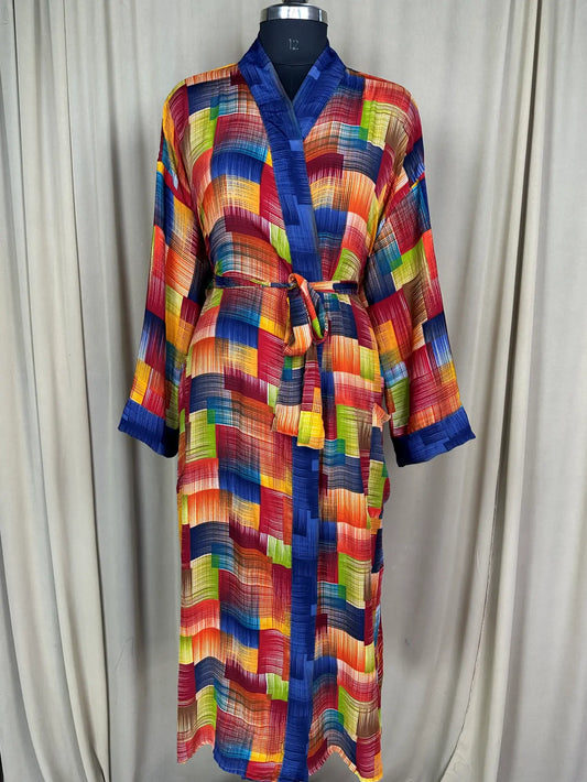 Recycle Silk Sari Women Kimono | Boho Chic Robe House, Beach Cover Up Vintage Bridesmaid Lounge Dressing Gown l Resort Wear Gypsy Nightwear