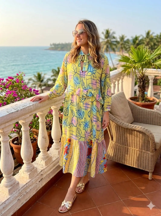 Recycled Silk Sari Summer Dress – Boho Halter Midaxi Dress, Flowy Festival & Ibiza Holiday Dress, Lightweight Hippie Chic Style Gift for Her