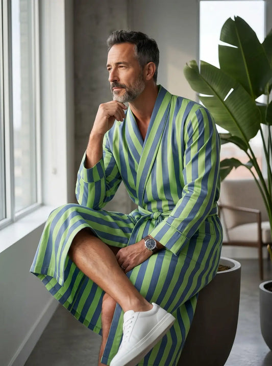 Silky Mens Kimono Robe With Shorts | Dressing Gown, Spa Robes, Smoking Jacket, Beach Coverup, Mens Clothing, Gift For Men, Anniversary Gift