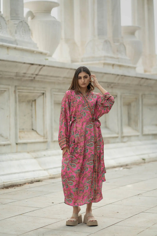 Silky Soft Boho Chic Kimono for Women | Long Lightweight Dressing Gown | Breathable Flowy Loungewear | Beach Cover Up | Perfect Gift for Her