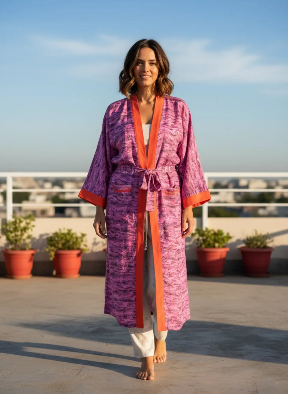 Recycle Silk Sari Women Kimono | Boho Chic Robe House, Beach Cover Up Vintage Bridesmaid Lounge Dressing Gown l Resort Wear Gypsy Nightwear