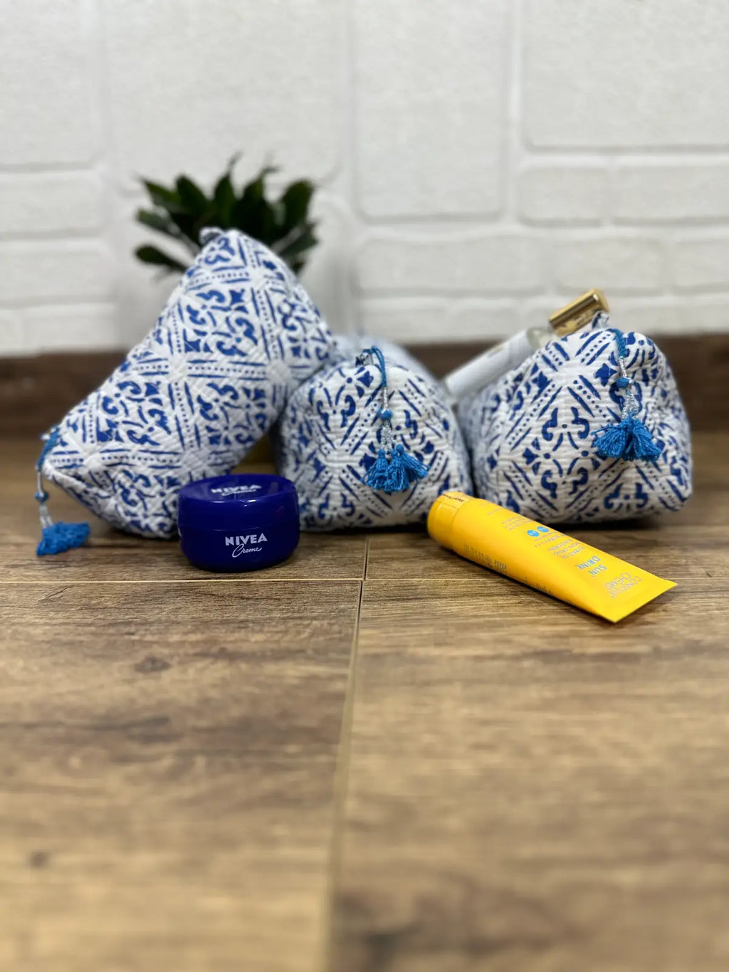 block-printed Toiletry & Makeup Bag