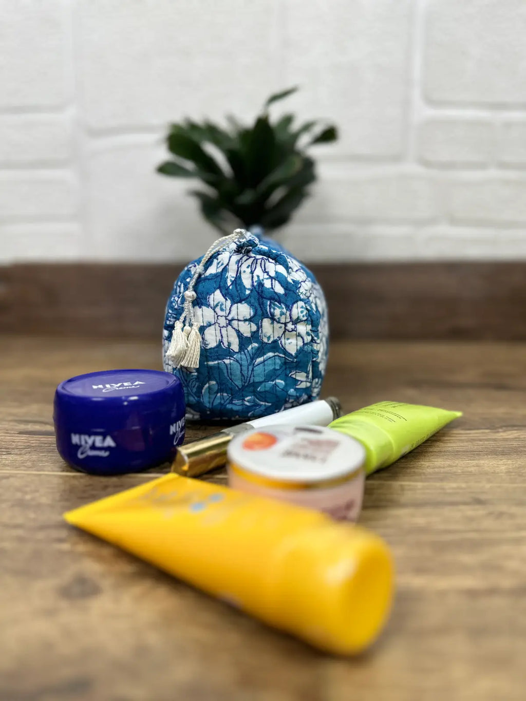 block-printed Toiletry & Makeup Bag