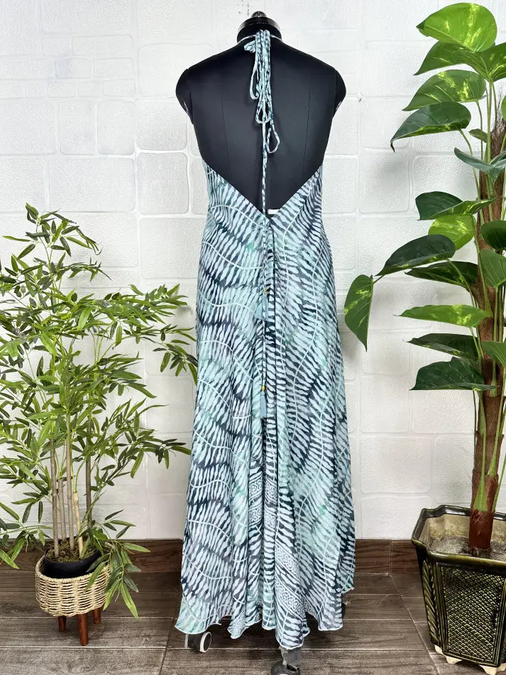 Robe longue d'été magique en soie recyclée Boho, tenue de plage