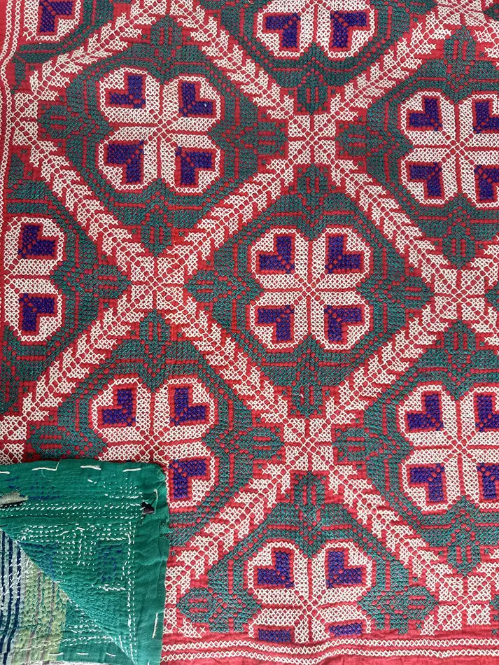 Tapis Dhurrie tissé à la main en coton de style vintage - 6 pieds par 4 pieds