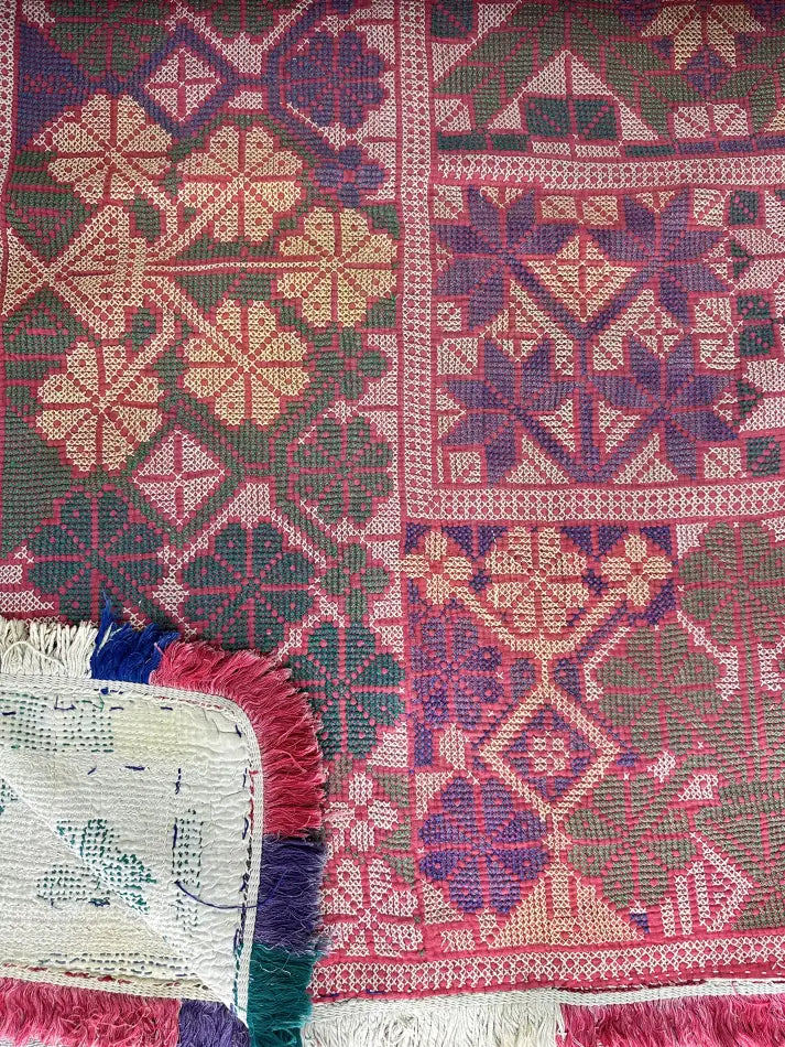 Tapis Dhurrie tissé à la main en coton de style vintage - 6 pieds par 4 pieds