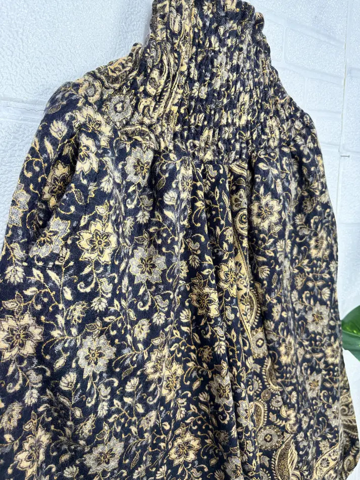 Unisex Yak Wool Blend Harem Pants in floral