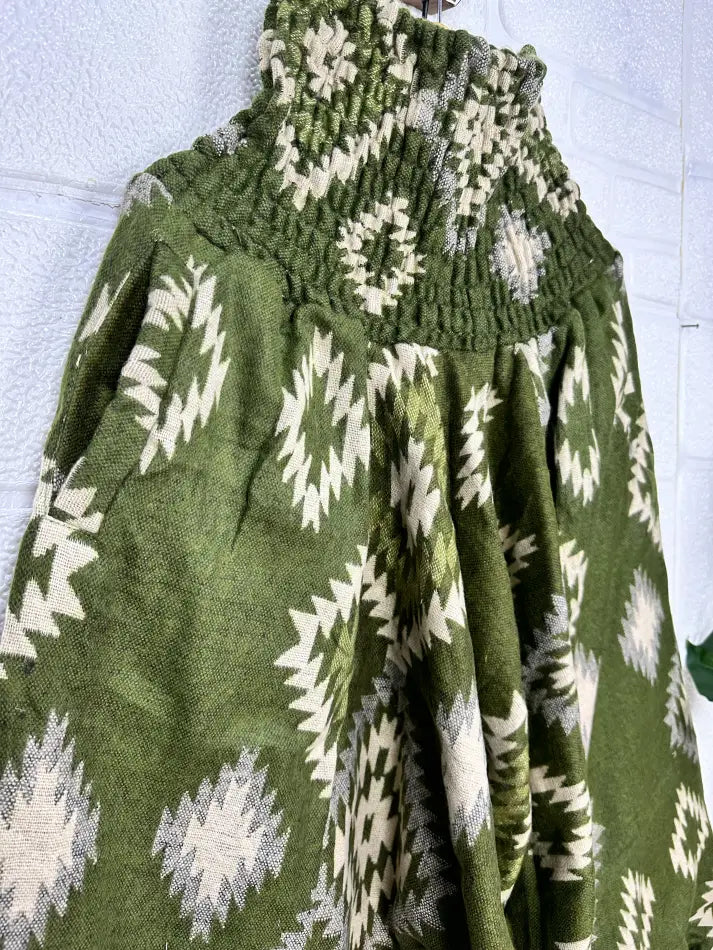 Unisex Yak Wool Blend Harem Pants in geometric