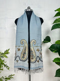 Hand Embroidered Suzani Shawl / Stole / Scarf Handwoven Warm Cozy Wrap Pure Wool Light Weight Soft Wrap Christmas Gift