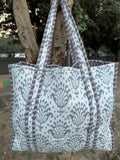 reversible Cotton Tote Bag in white gray motif
