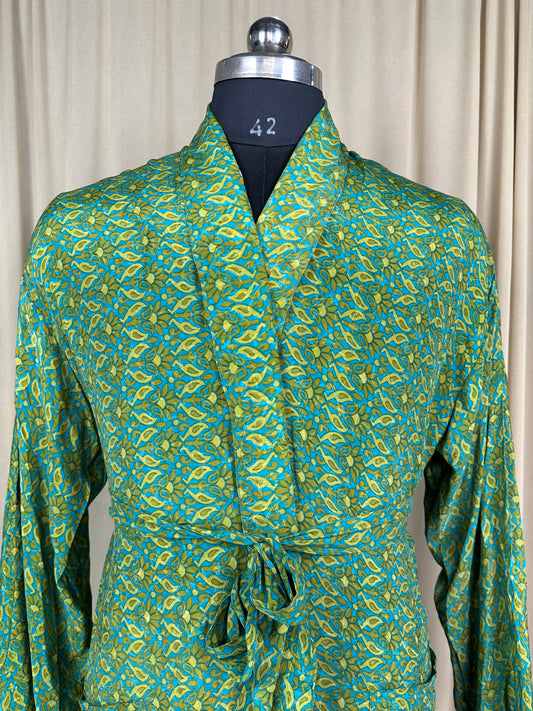 Silky Soft Men’s Kimono Robe | Masculine Elegant Classic Sustainable Vintage House Robe gift, Timeless Comfy Lounge Beach Wear | Blue Floral