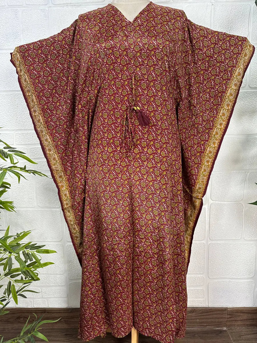 Silk Blend Maxi Dress Women, Summer Loose Fit Luxury Lounge Caftan Beachwear Nightie Nightdress, Flowy Gown Plus Size Modest Dress for Her