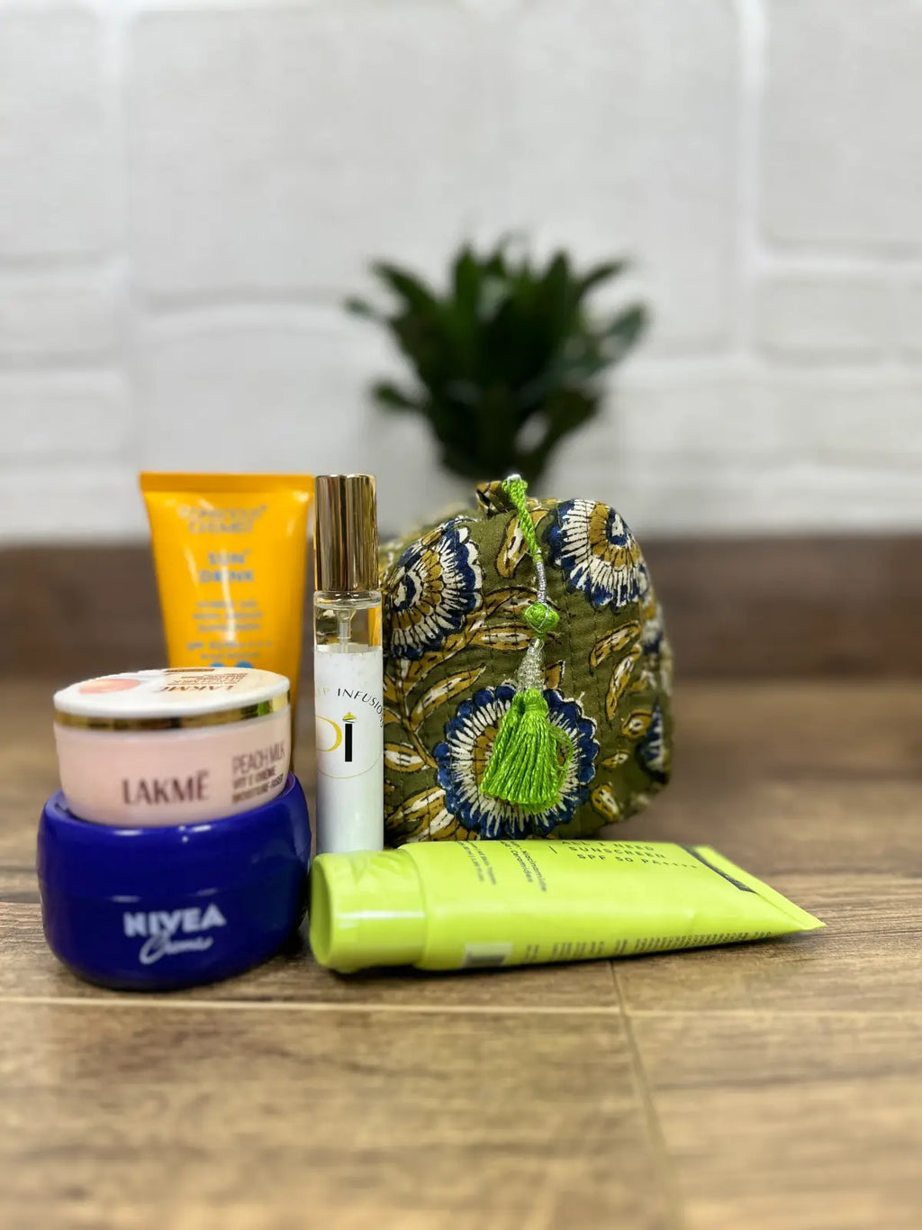 block-printed Toiletry & Makeup Bag