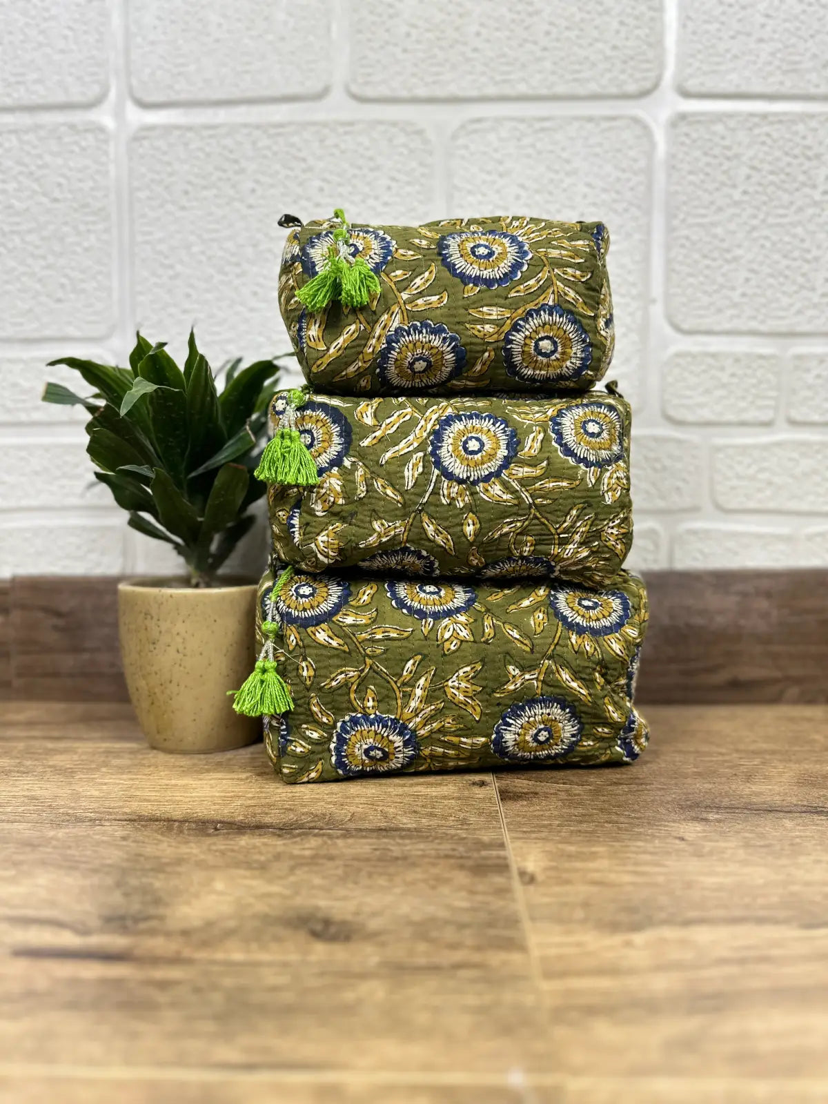 block-printed Toiletry & Makeup Bag