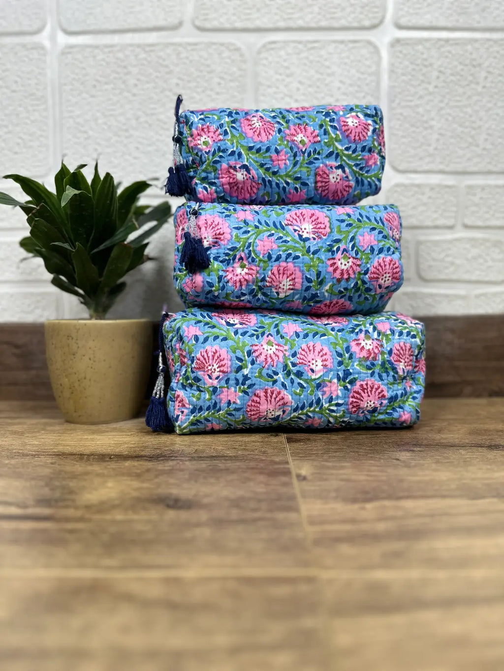 block-printed Toiletry & Makeup Bag