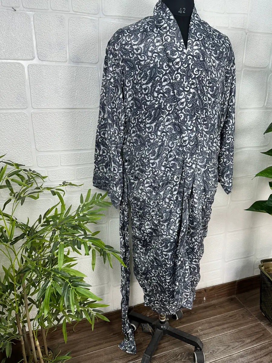 Men's Silk Long Kimono Robe