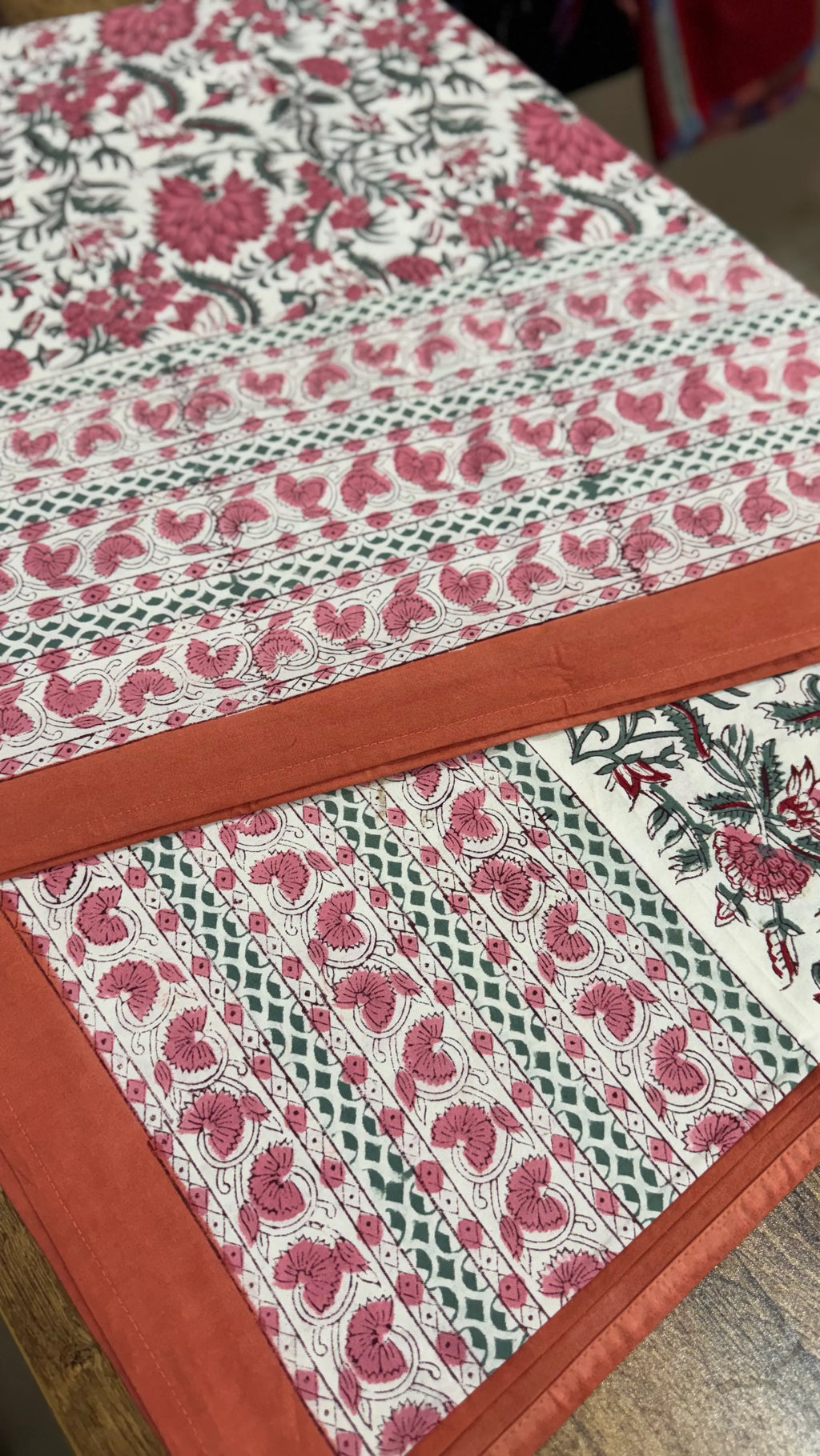 block-printed Cotton Bedsheet & Pillow Cover Set in floral