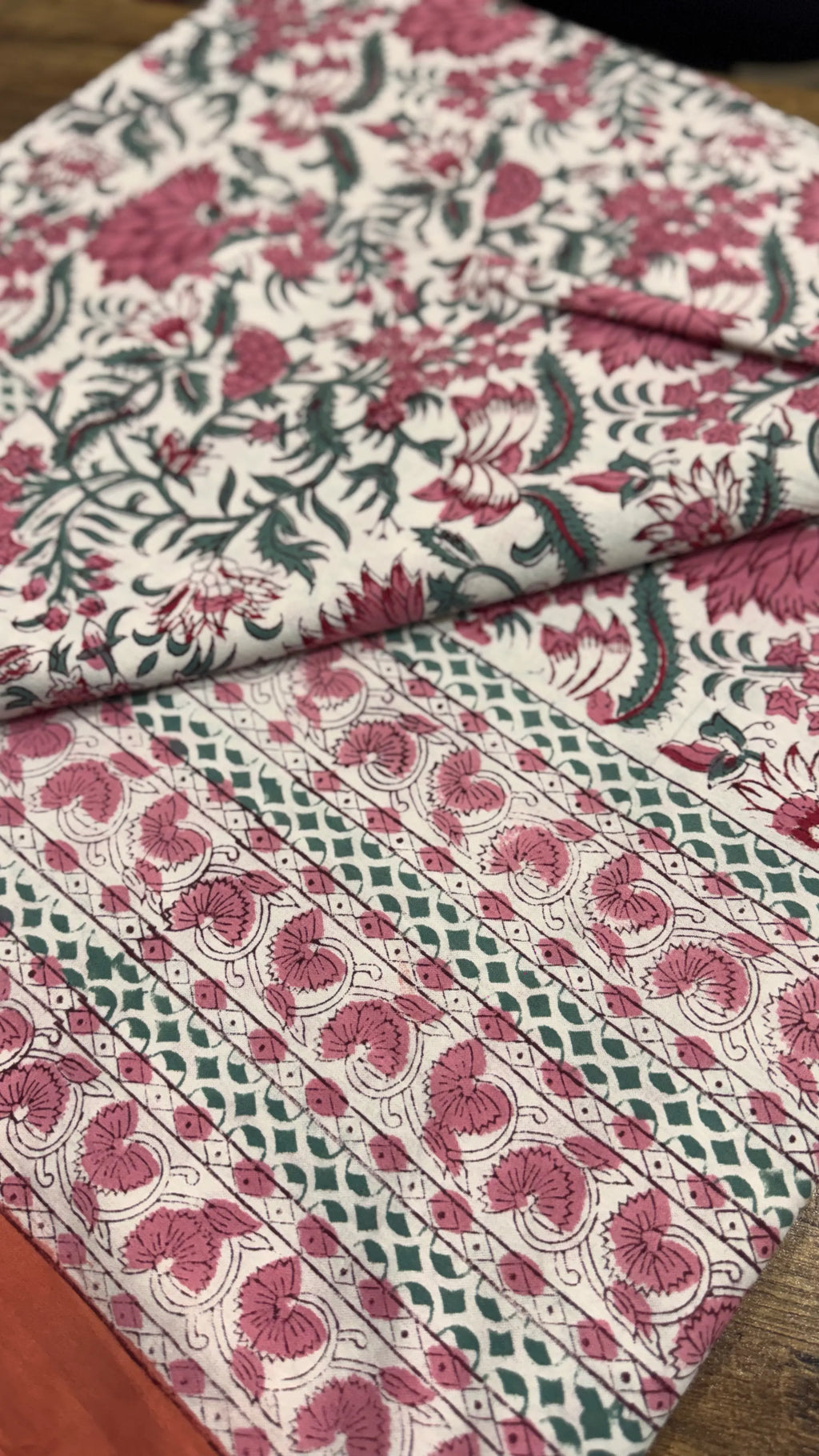 block-printed Cotton Bedsheet & Pillow Cover Set in floral