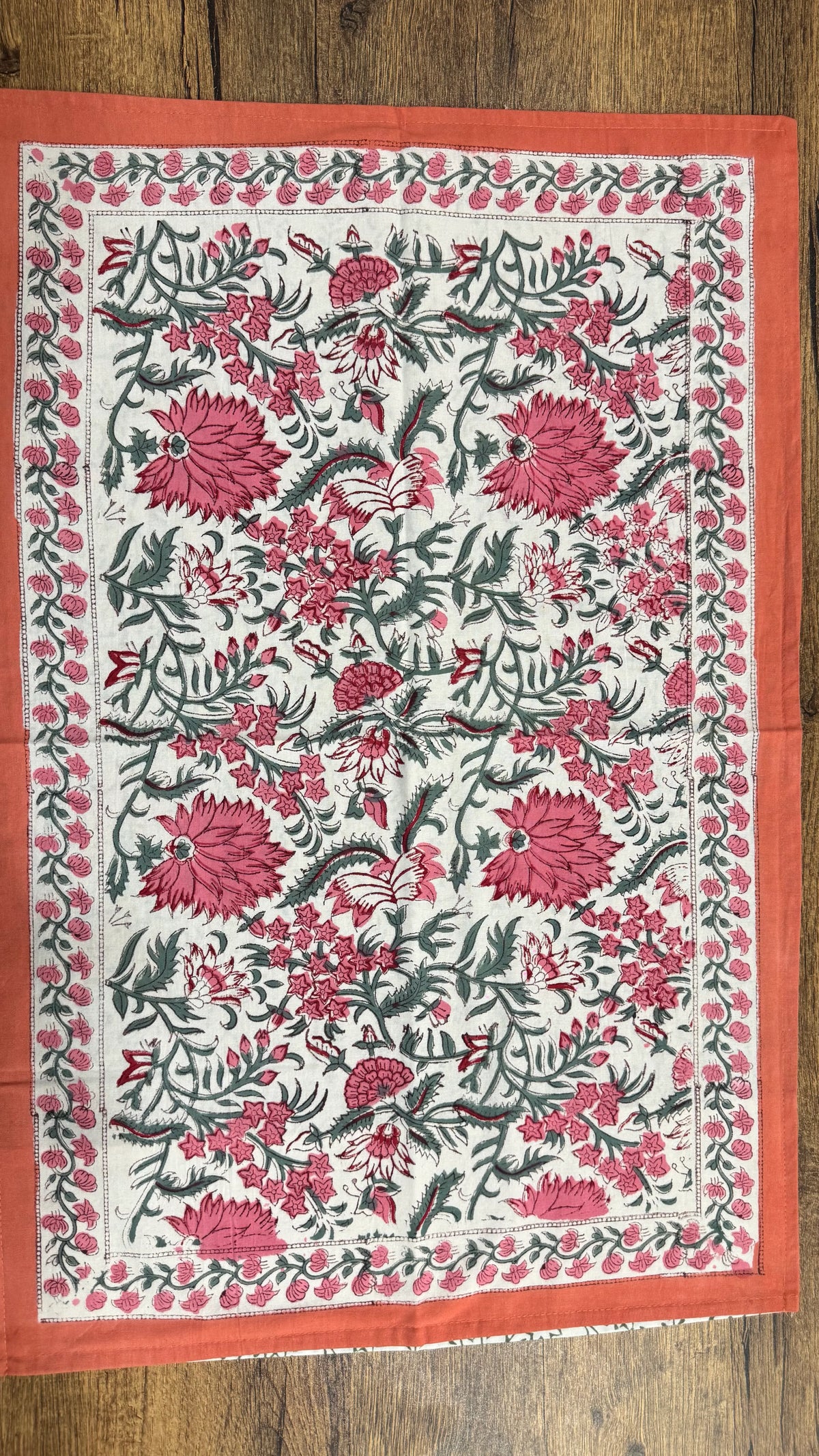 block-printed Cotton Bedsheet & Pillow Cover Set in floral