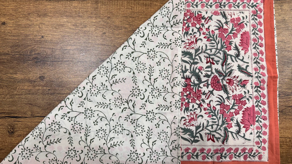 block-printed Cotton Bedsheet & Pillow Cover Set in floral