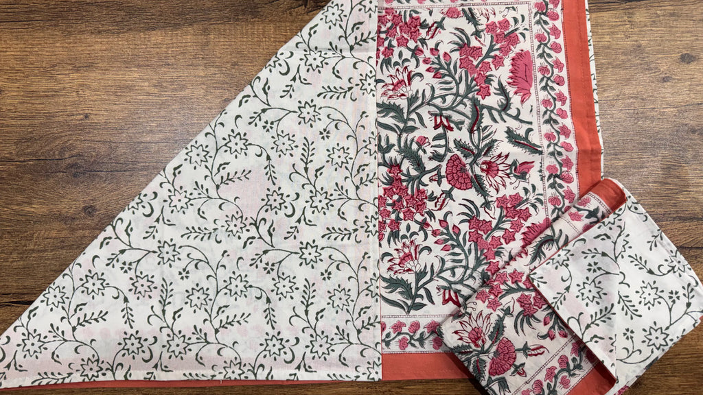 block-printed Cotton Bedsheet & Pillow Cover Set in floral