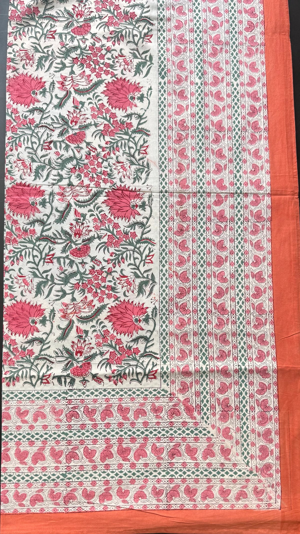 block-printed Cotton Bedsheet & Pillow Cover Set in floral