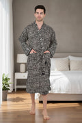 Men's block-printed Cotton Kimono Robe
