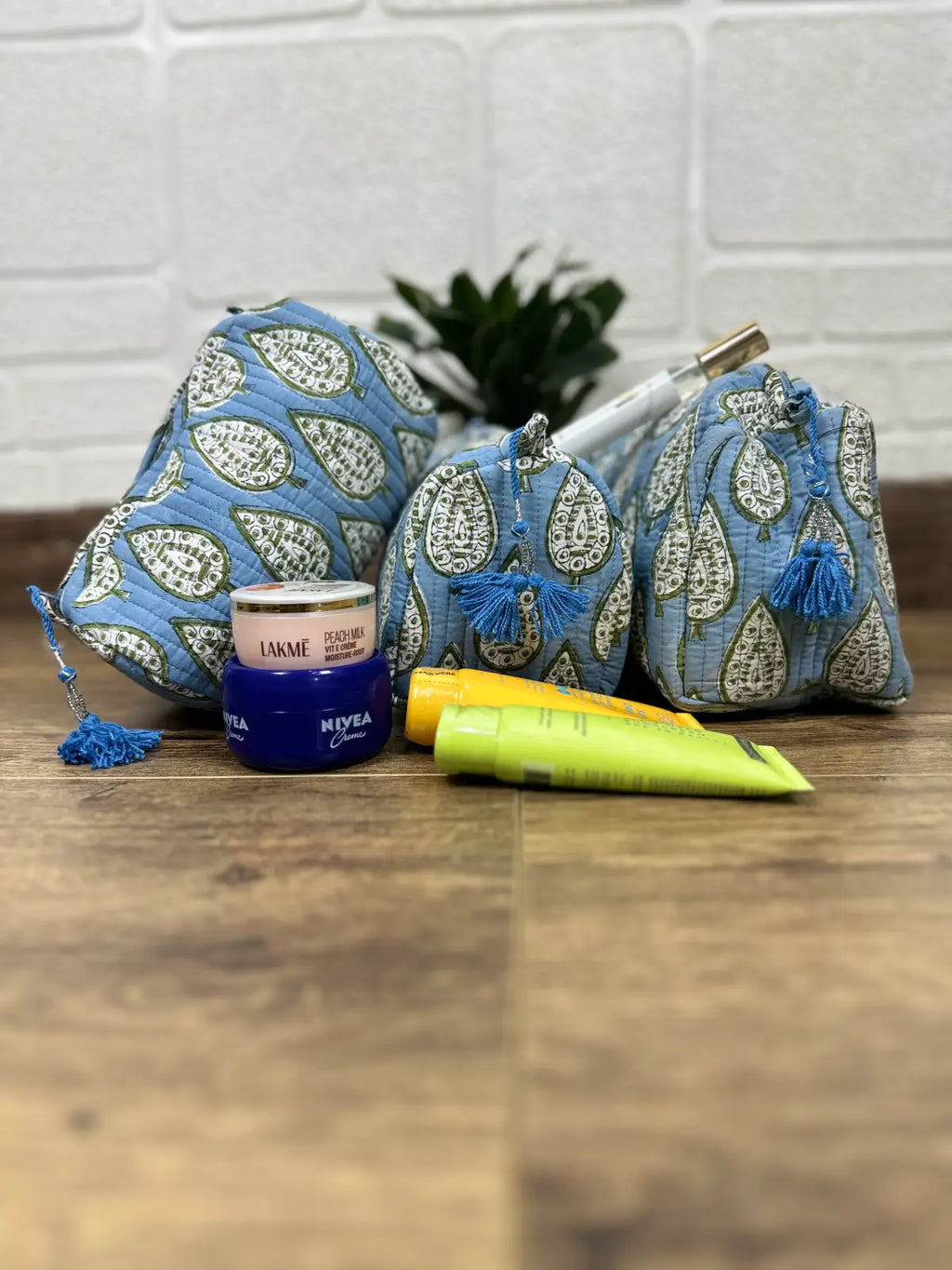 block-printed Toiletry & Makeup Bag