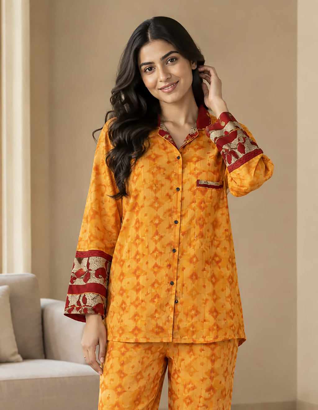 Bridal Silk Blend Pajama Set, Handmade Sari Sleepwear for Honeymoon and Wedding Morning, Bridal Shower Gift, Bachelorette Party, Bride Gift
