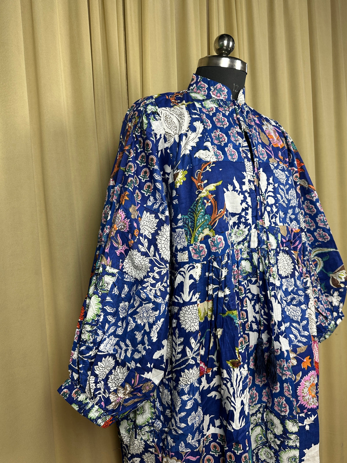 Women's Cotton Patchwork Dress in blue