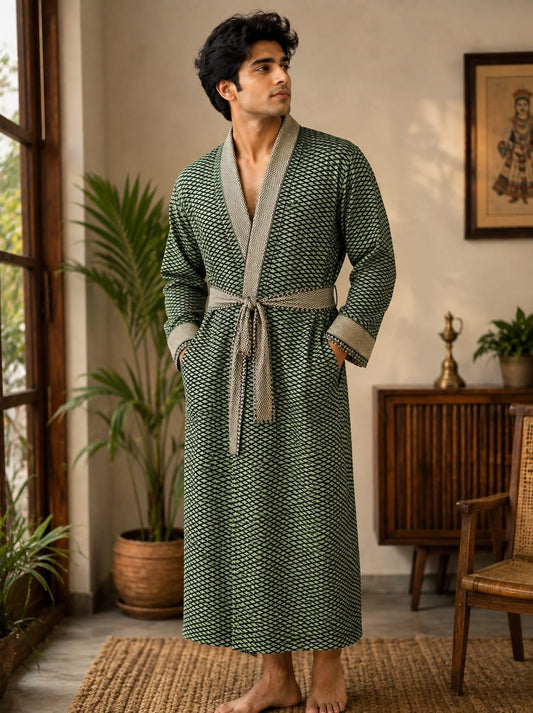 Silky Soft Mens Kimono Robe | Masculine Elegant Classic Sustainable Vintage House Robe gift, Timeless Comfy Lounge Beach Cover Up, Nightwear