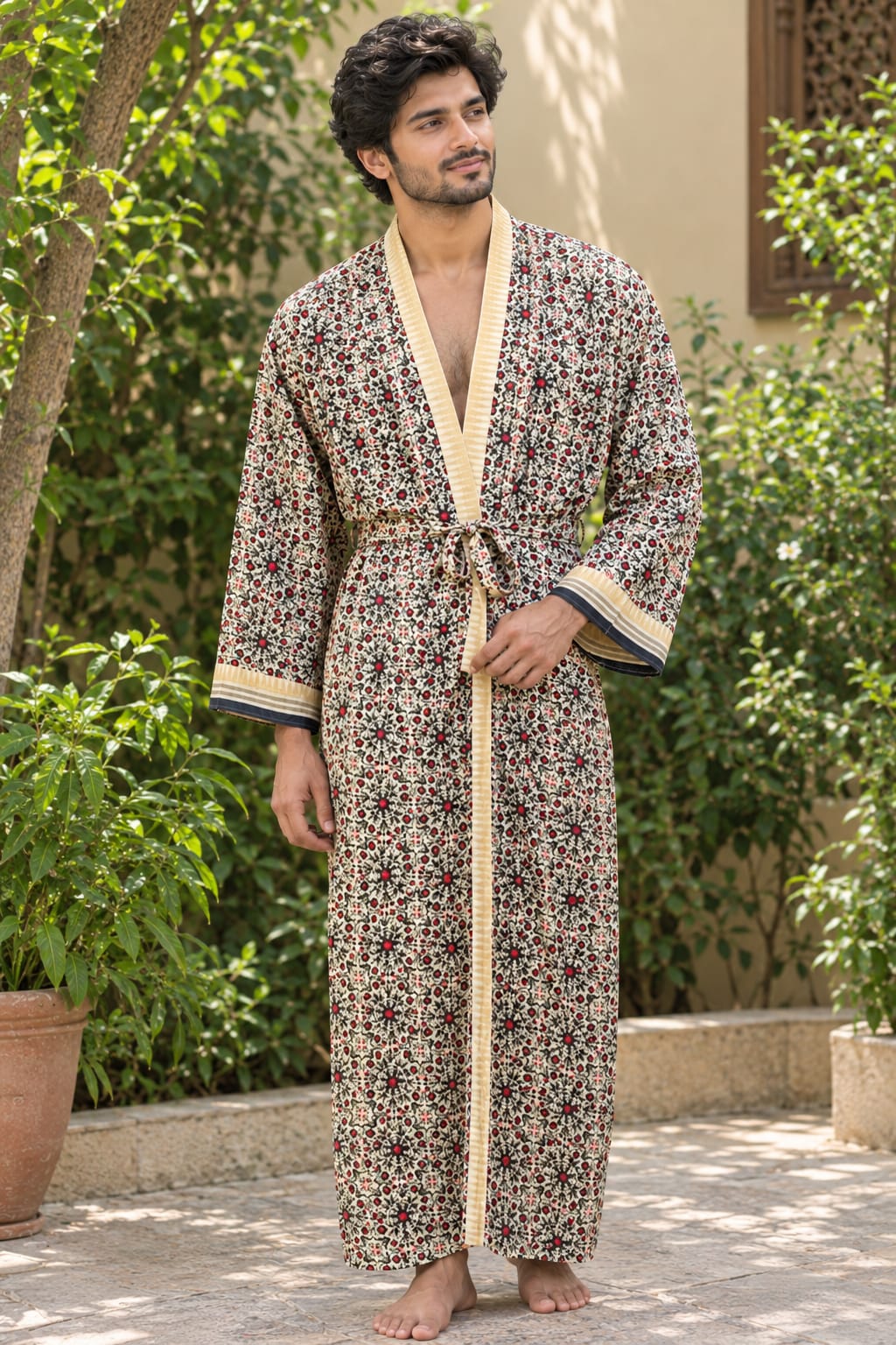 Silky Soft Mens Kimono Robe | Masculine Elegant Classic Sustainable Vintage House Robe gift, Timeless Comfy Lounge Beach Cover Up, Nightwear