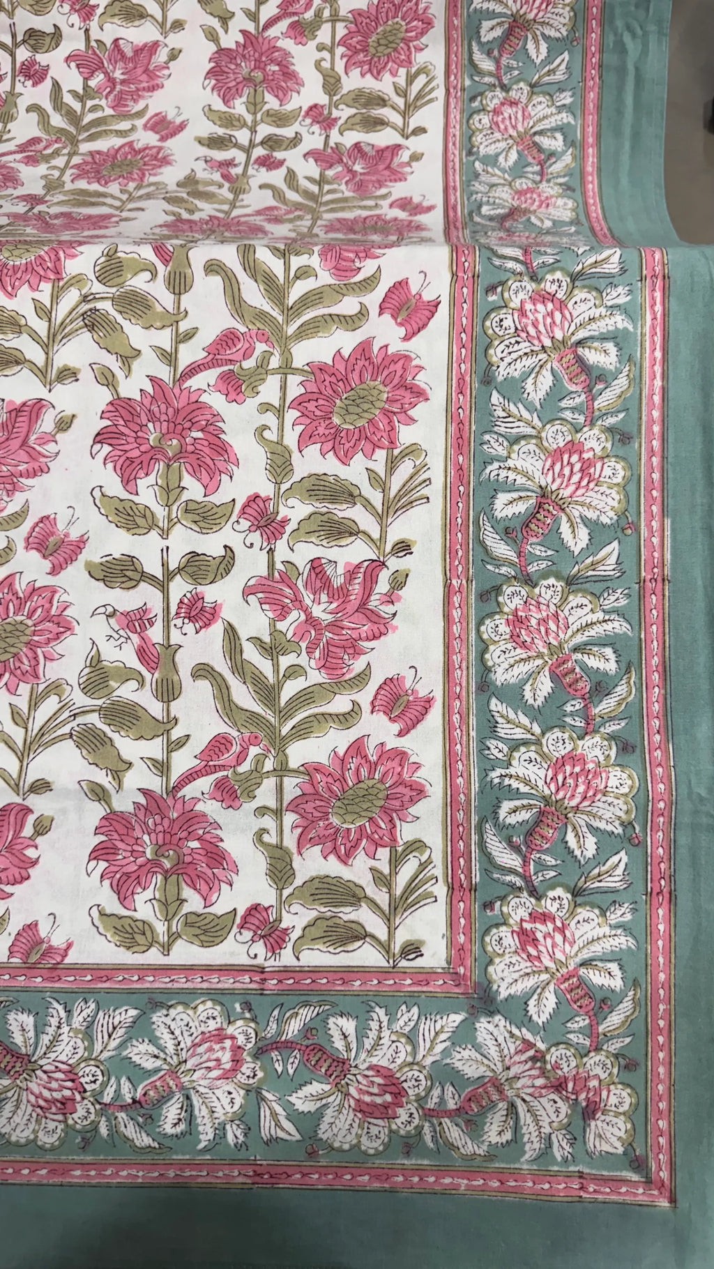 block-printed Organic Cotton Bedsheet & Pillow Cover Set in floral