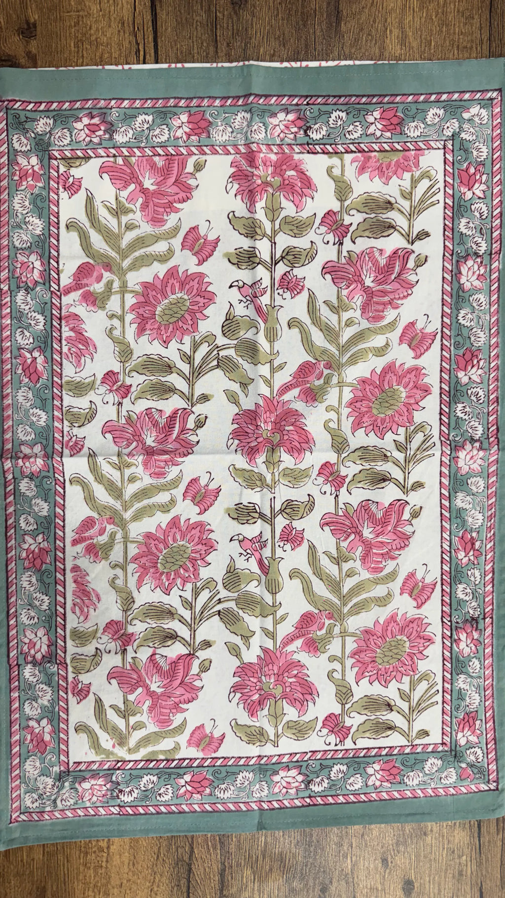 block-printed Organic Cotton Bedsheet & Pillow Cover Set in floral