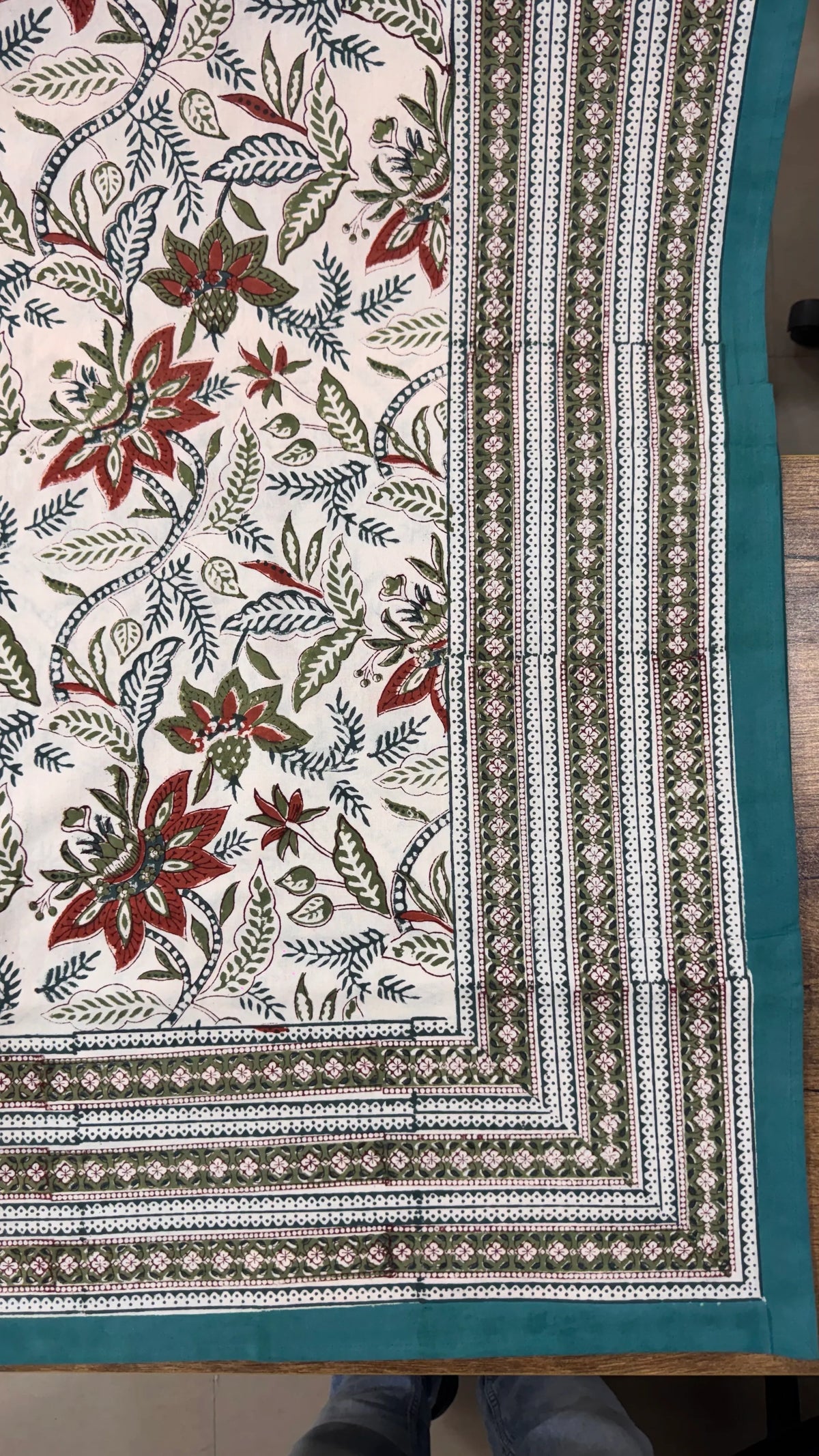 Pure Soft Cotton Bedsheet with Pillow Covers | Hand Block Printed Jaipuri Floral, Queen King Size, Summer Bedspread, Boho Gift Set Decor Art