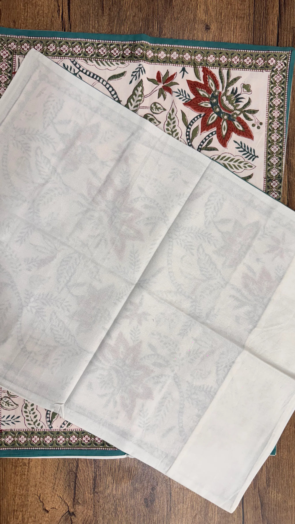block-printed Cotton Bedsheet & Pillow Cover Set in floral