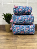 Block Print Toiletry & Makeup Bag | Quilted Wash Bag