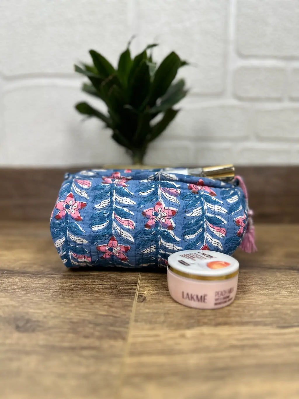 Block Print Toiletry & Makeup Bag | Quilted Wash Bag