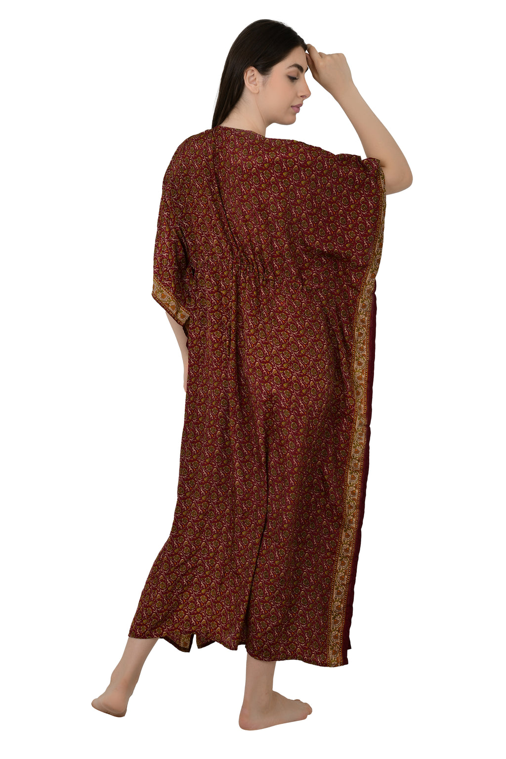 Silk Blend Maxi Dress Women, Summer Loose Fit Luxury Lounge Caftan Beachwear Nightie Nightdress, Flowy Gown Plus Size Modest Dress for Her
